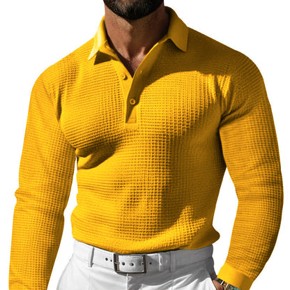 Camisa polo canelada elegante para homem - Confortável e sofisticada.