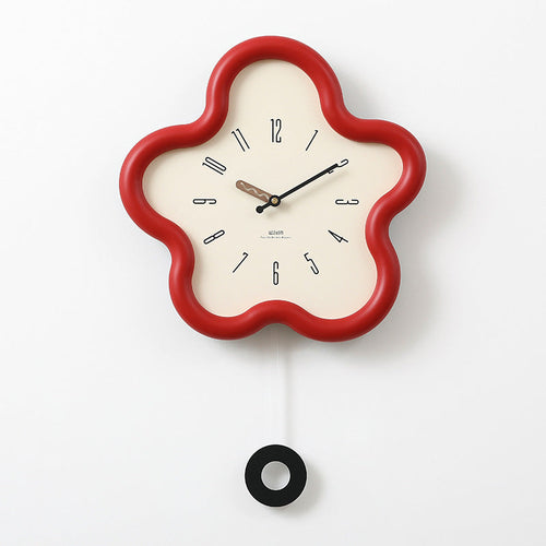 Reloj de pared con forma de flor, péndulo y mecanismo de cuarzo silencioso