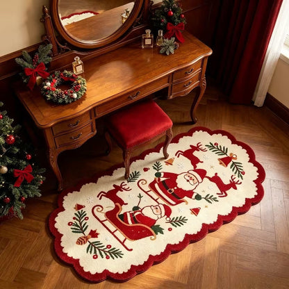 Alfombra tipo pasillo navideña con motivos invernales festivos