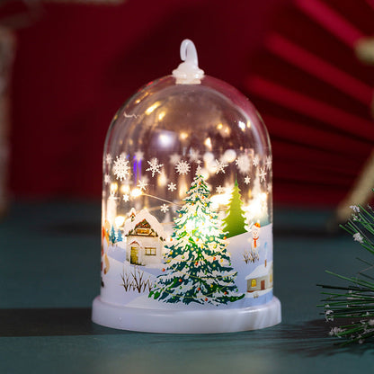 Linterna navideña LED con paisaje invernal iluminado