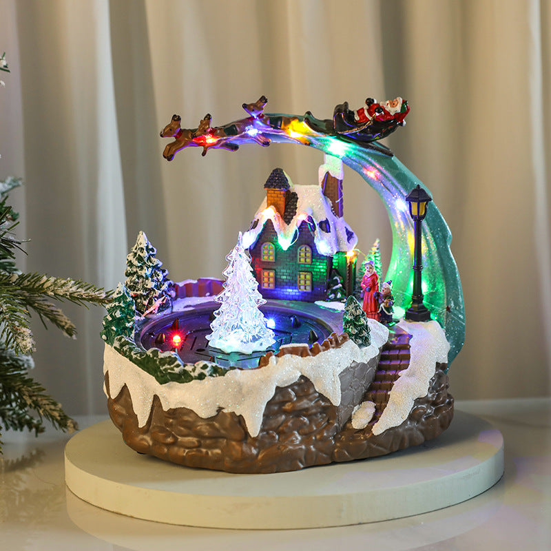 Aldeia de Natal iluminada com cenário de inverno em LED