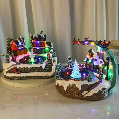 Aldeia de Natal iluminada com cenário de inverno em LED