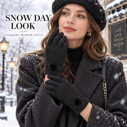 Damen-Winterhandschuhe mit Touchscreen-Funktion und Karomuster