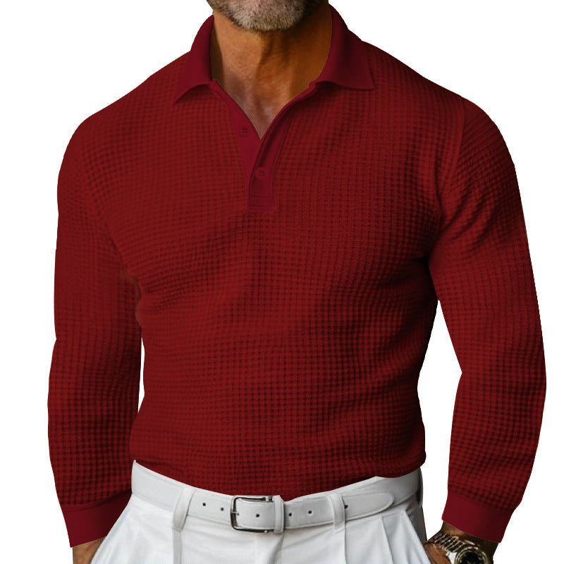 Camisa polo canelada elegante para homem - Confortável e sofisticada.