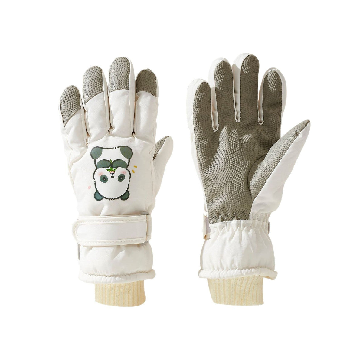 Guantes de invierno para niños con diseño de panda y palmas antideslizantes