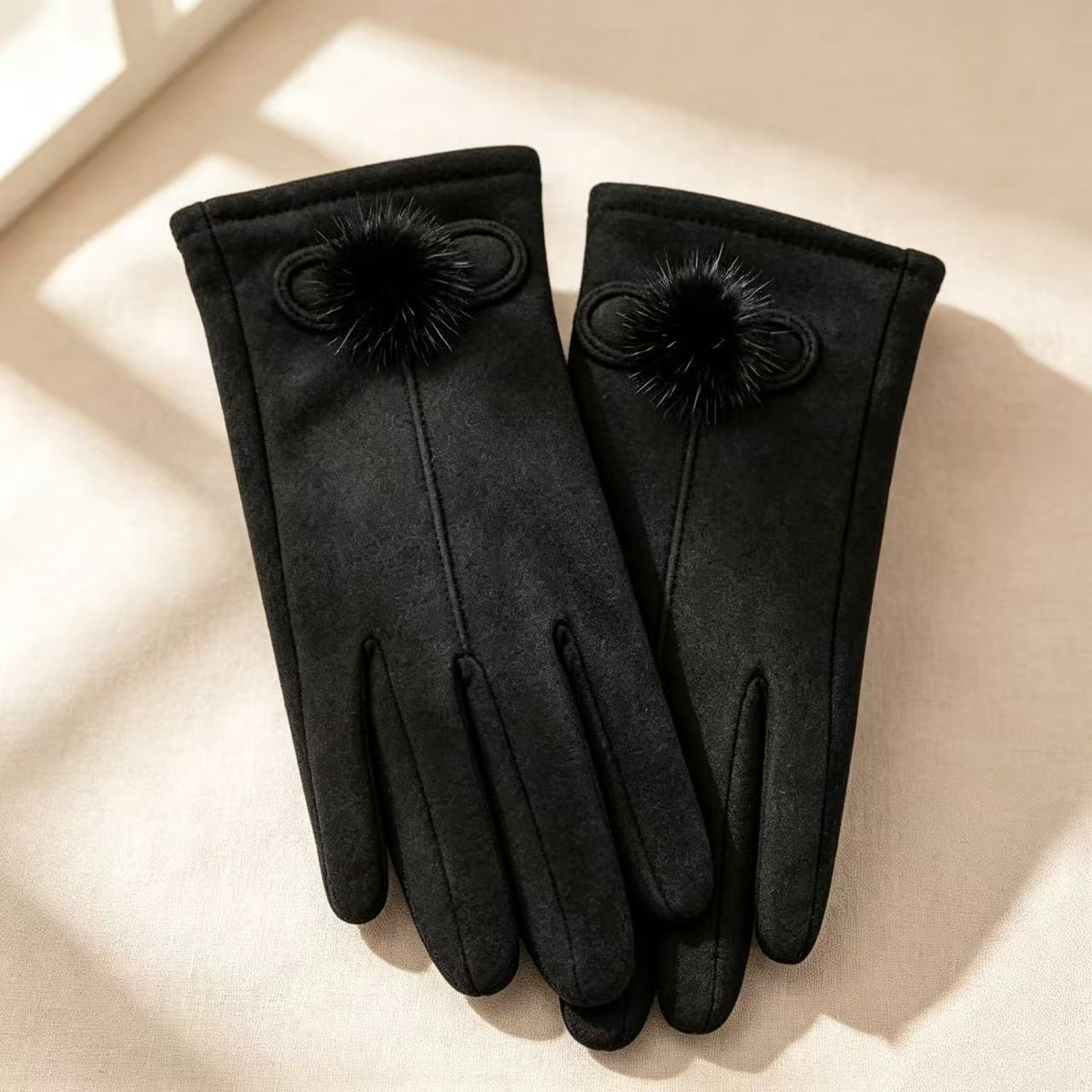 Damen-Winterhandschuhe mit Touchscreen-Funktion und Karomuster