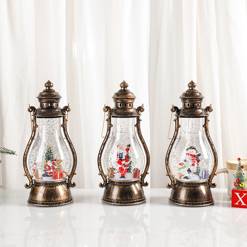 Lanterna de Natal LED com cena de neve