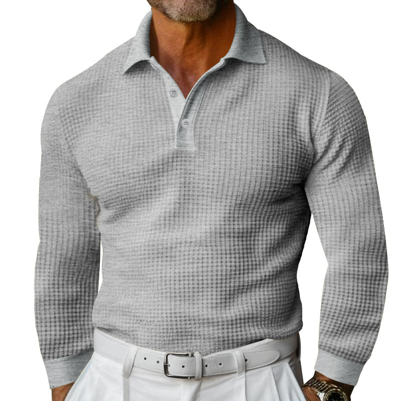 Camisa polo canelada elegante para homem - Confortável e sofisticada.