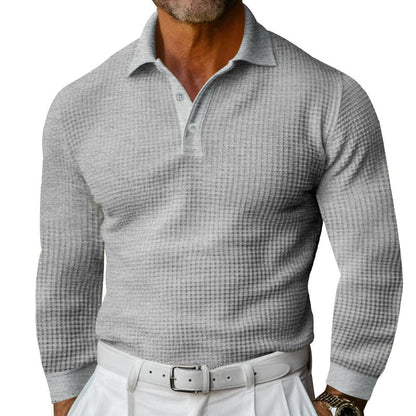 Camisa polo canelada elegante para homem - Confortável e sofisticada.