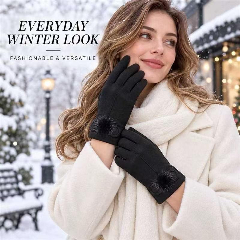 Damen-Winterhandschuhe mit Touchscreen-Funktion und Karomuster