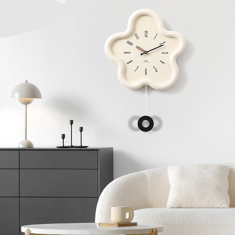 Reloj de pared con forma de flor, péndulo y mecanismo de cuarzo silencioso