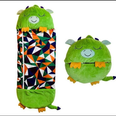 Kinder Schlafsack mit Kuscheltier 2-in-1 Tiermotiv