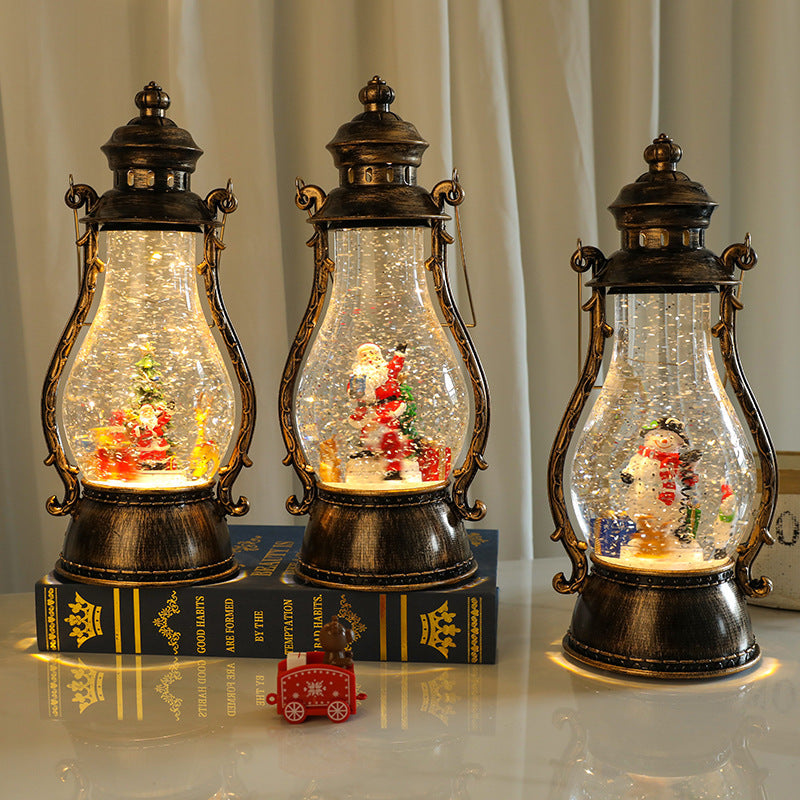 Lanterna de Natal LED com cena de neve