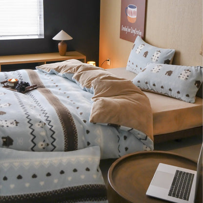 Juego reversible de ropa de cama de invierno con estampado escandinavo