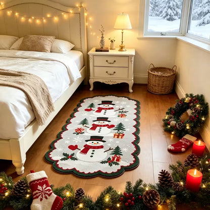 Alfombra tipo pasillo navideña con motivos invernales festivos