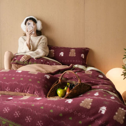 Juego reversible de ropa de cama de invierno con estampado escandinavo