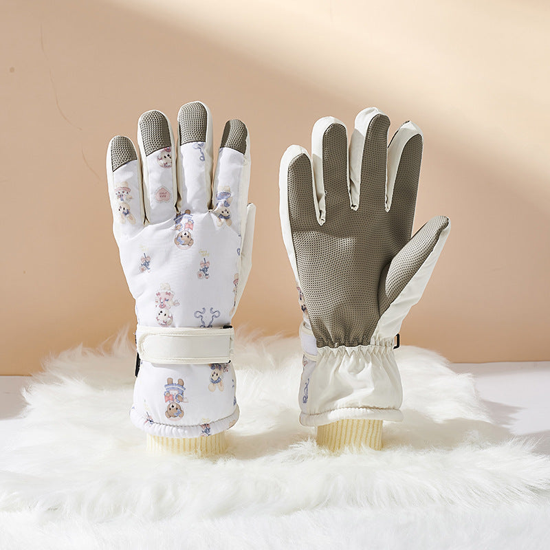 Damen-Winterhandschuhe mit Cartoon-Muster