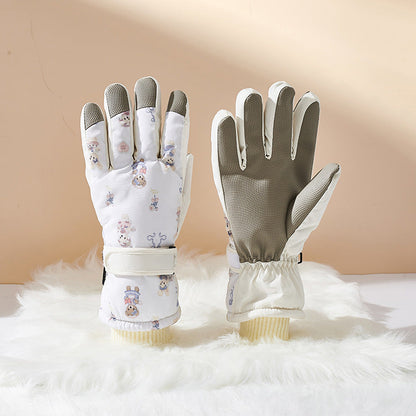 Damen-Winterhandschuhe mit Cartoon-Muster
