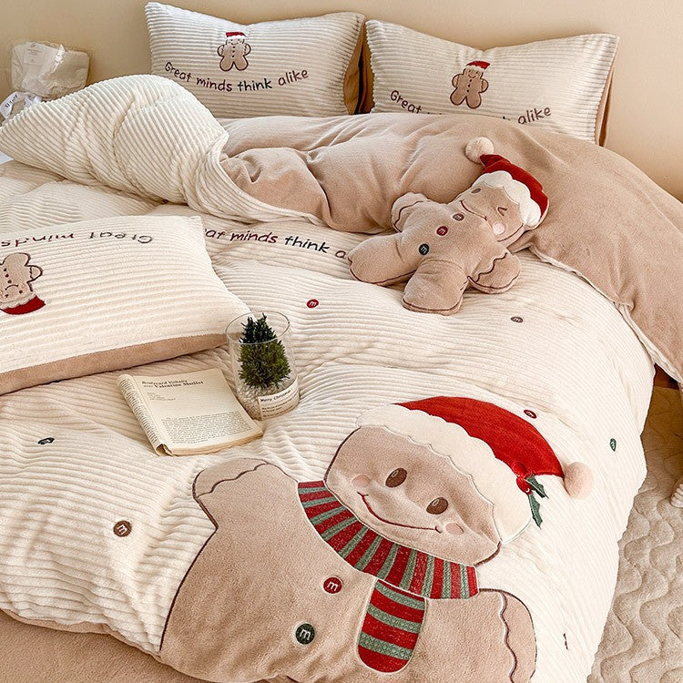 Conjunto de roupa de cama de Natal com motivo de pão de gengibre