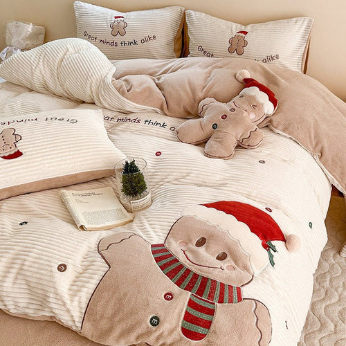 Conjunto de roupa de cama de Natal com motivo de pão de gengibre