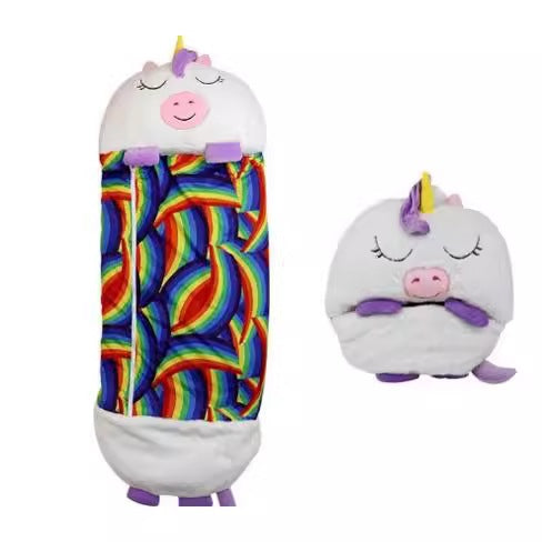 Kinder Schlafsack mit Kuscheltier 2-in-1 Tiermotiv