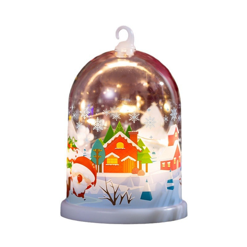 Linterna navideña LED con paisaje invernal iluminado