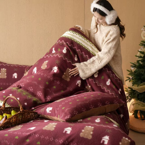 Juego reversible de ropa de cama de invierno con estampado escandinavo