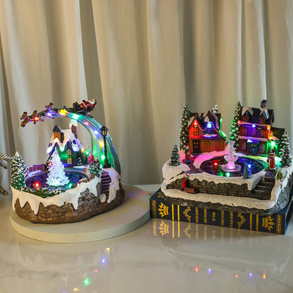 Aldeia de Natal iluminada com cenário de inverno em LED