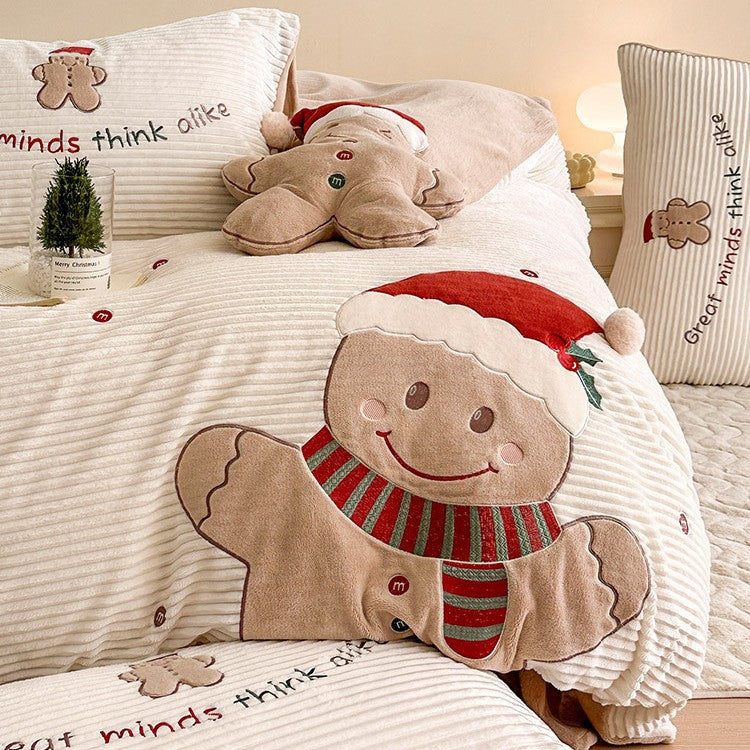 Conjunto de roupa de cama de Natal com motivo de pão de gengibre