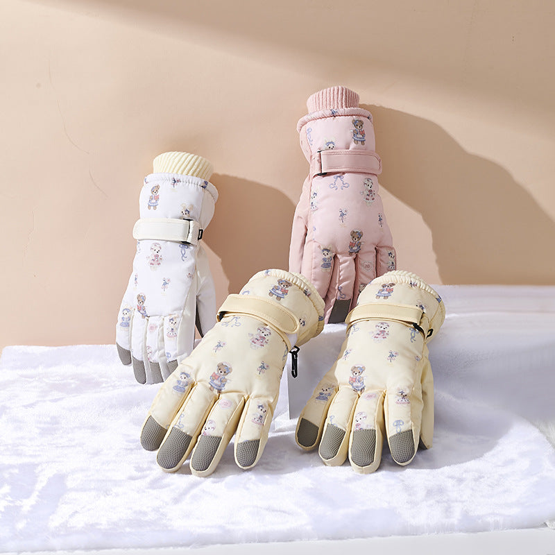 Damen-Winterhandschuhe mit Cartoon-Muster