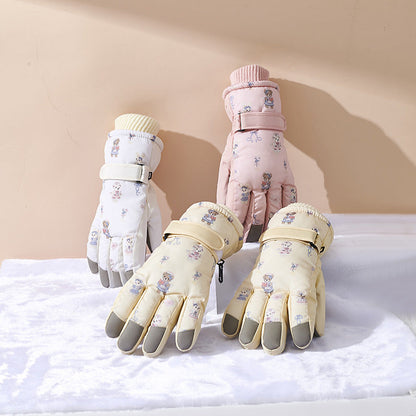Damen-Winterhandschuhe mit Cartoon-Muster