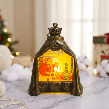 Weihnachtslaterne mit beleuchteter Winterszene