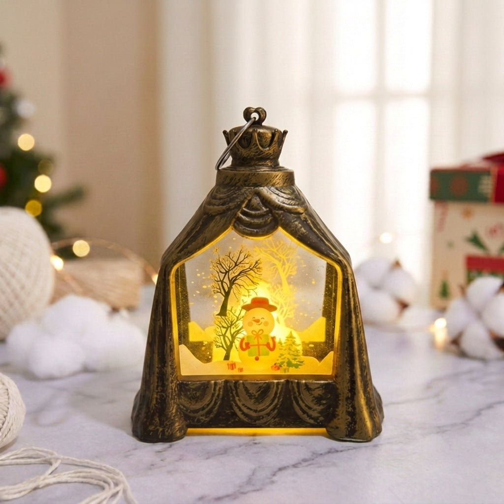 Weihnachtslaterne mit beleuchteter Winterszene