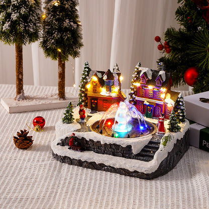 Aldeia de Natal iluminada com cenário de inverno em LED