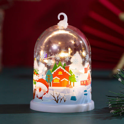 Linterna navideña LED con paisaje invernal iluminado