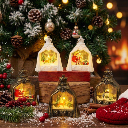 Weihnachtslaterne mit beleuchteter Winterszene
