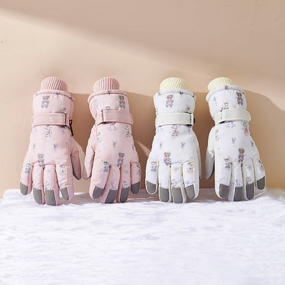 Damen-Winterhandschuhe mit Cartoon-Muster