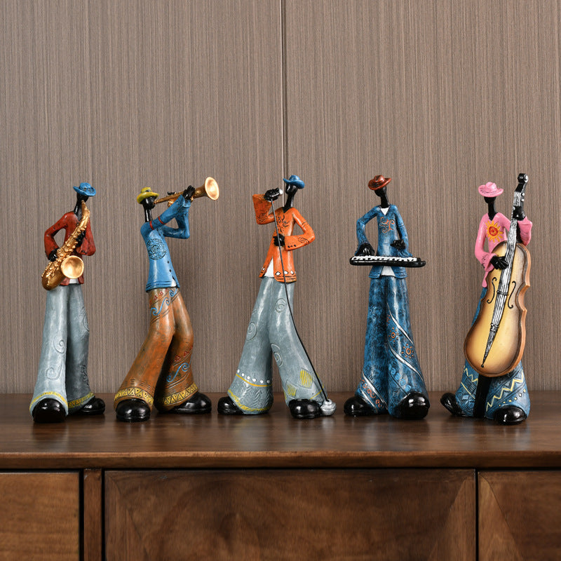 Figura de cantante de jazz como figura decorativa pintada a mano para la sala de estar y la sala de música