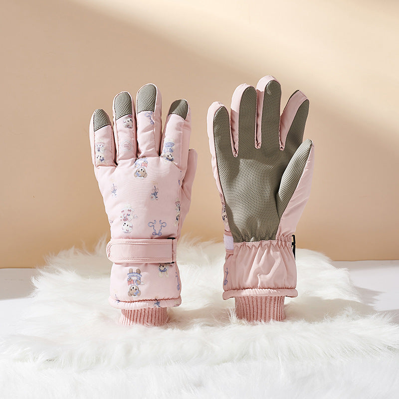 Damen-Winterhandschuhe mit Cartoon-Muster