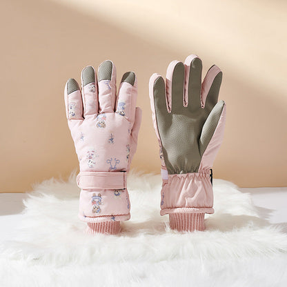 Damen-Winterhandschuhe mit Cartoon-Muster