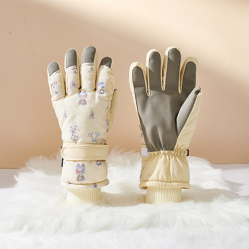 Damen-Winterhandschuhe mit Cartoon-Muster