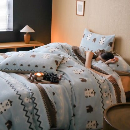 Juego reversible de ropa de cama de invierno con estampado escandinavo