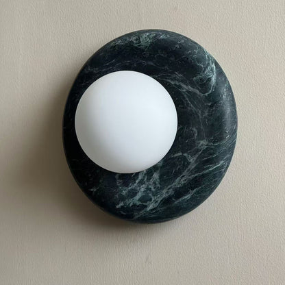 Aplique de pared redondo de mármol con pantalla de vidrio