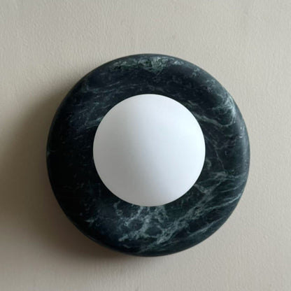 Aplique de pared redondo de mármol con pantalla de vidrio