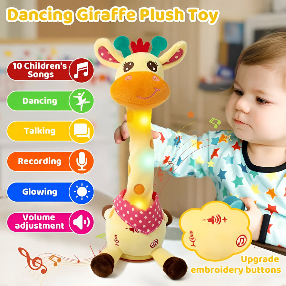 Peluche interactivo de jirafa con música y luz