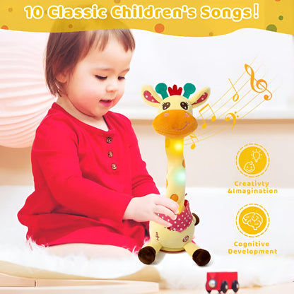 Peluche interactivo de jirafa con música y luz