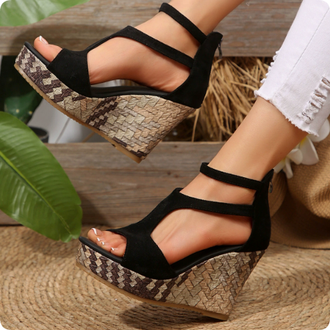 Sandalias de plataforma para mujer con tiras trenzadas: elegantes y cómodas para verano y vacaciones.