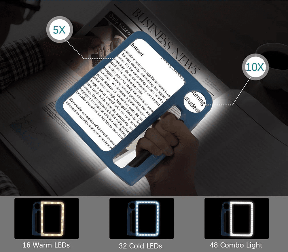 Lupa de lectura recargable con iluminación LED