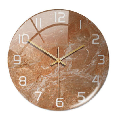Reloj de pared redondo con aspecto de mármol y mecanismo de cuarzo silencioso