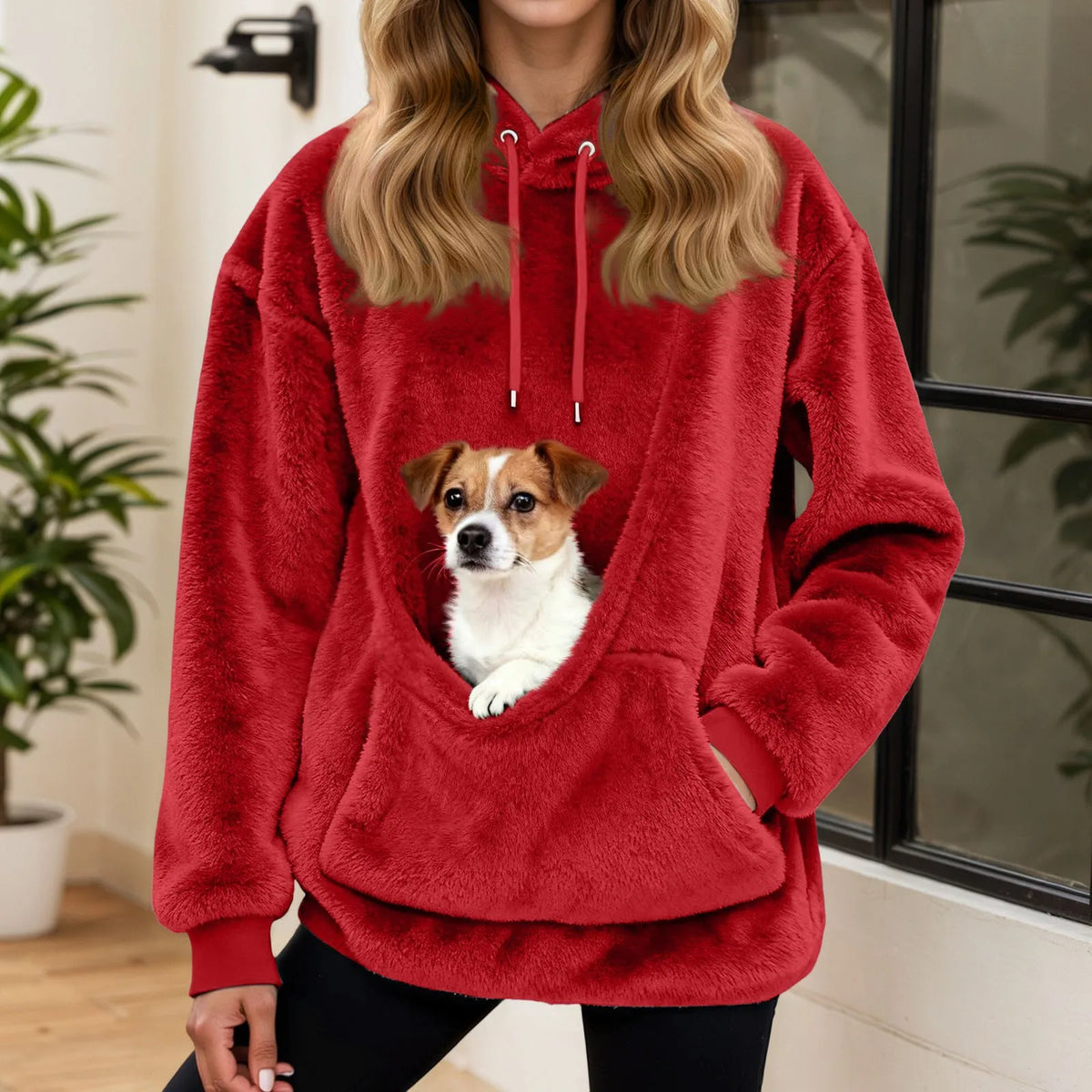 Sudadera con capucha para mujer con bolsillo para mascotas